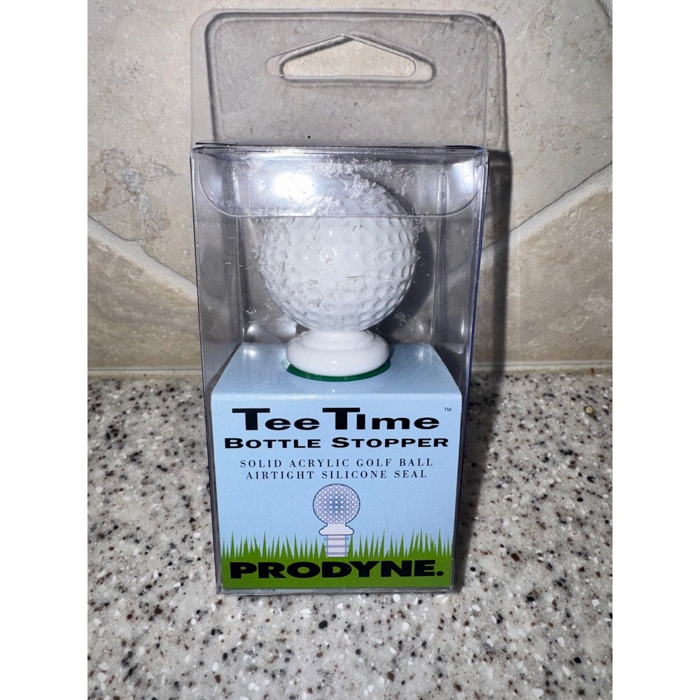 New Prodyne Tee Time Golf Ball Bottle Stopper White Acrylic Silicone Seal - Picture 3 of 3